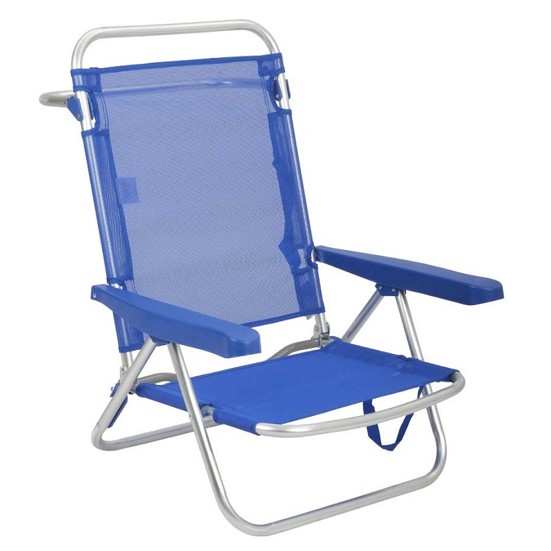 Silla de Playa Plegable Baja Azul
