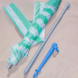 Sombrilla de Playa Rayas Aguamarina 200 cm. SOPORTE DE ARENA INCLUIDO