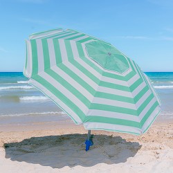 Sombrilla de Playa Rayas Aguamarina 200 cm. SOPORTE DE ARENA INCLUIDO