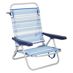 Silla de Playa Plegable Baja Rayas Azules