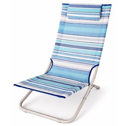 Silla Playa Plegable con Cojín 80x48x67 cm. Rayas Azul