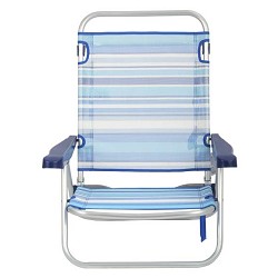 Silla de Playa Plegable Baja Rayas Azules