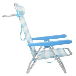 Silla de Playa Plegable Baja con Cojín Rayas Celeste