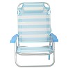Silla de Playa Plegable Baja con Cojín Rayas Celeste
