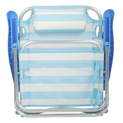 Silla de Playa Plegable Baja con Cojín Rayas Celeste