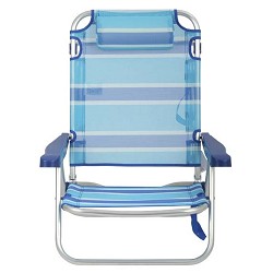 Silla de Playa Plegable Baja con Cojín Rayas Azul