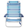Silla de Playa Plegable Baja con Cojín Rayas Azul