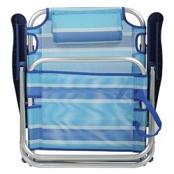 Silla de Playa Plegable Baja con Cojín Rayas Azul