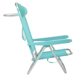 Silla de Playa Plegable Baja con Cojín Turquesa