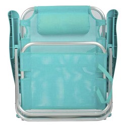 Silla de Playa Plegable Baja con Cojín Turquesa