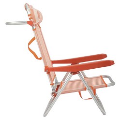 Silla de Playa Plegable Baja con Cojín Rayas Naranja