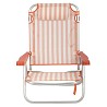 Silla de Playa Plegable Baja con Cojín Rayas Naranja