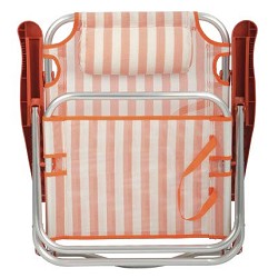 Silla de Playa Plegable Baja con Cojín Rayas Naranja