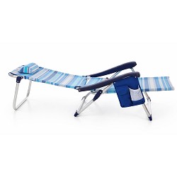 Silla Playa Bolsillo-Mochila Rayas Azul 5 posiciones