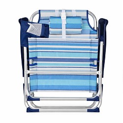 Silla Playa Bolsillo-Mochila Rayas Azul 5 posiciones