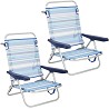 Pack 2 Silla de Playa Bajas Plegables Reclinables Rayas Azules