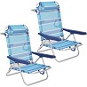 Pack 2 Sillas de Playa Plegables con Cojín Reclinable Rayas Azules
