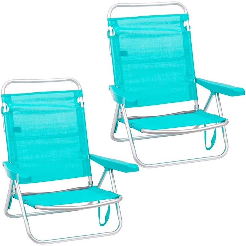 Pack 2 Sillas de Playa Bajas Plegables Aguamarina