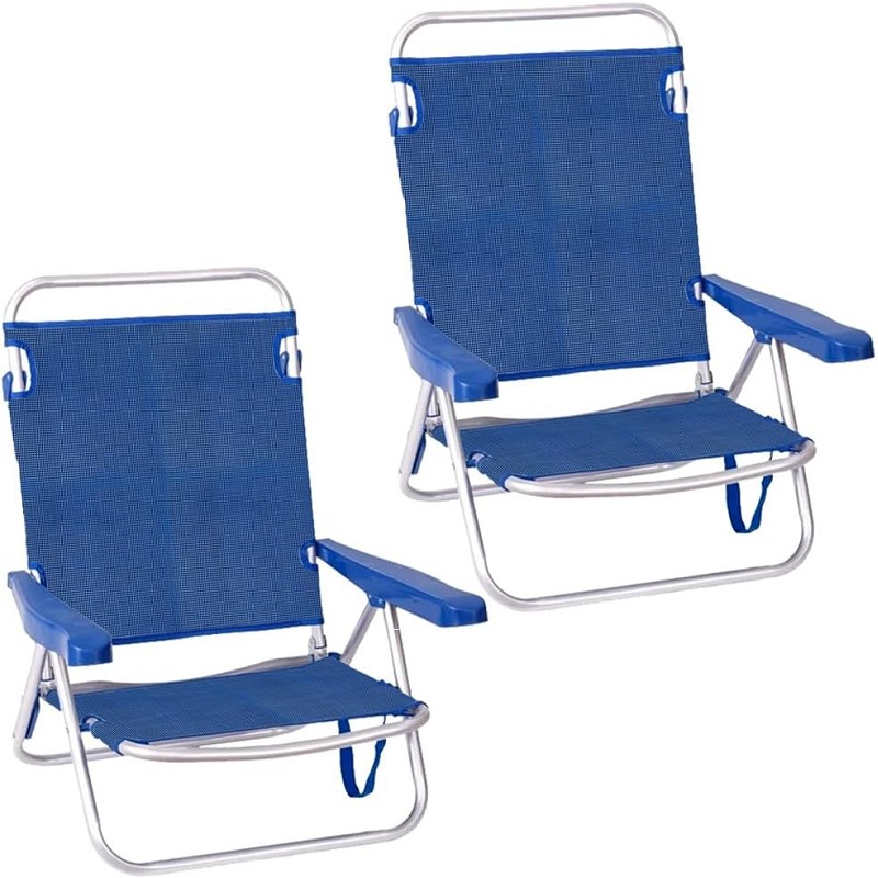 Pack 2 Sillas de Playa Bajas Plegables Azul