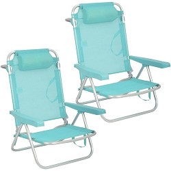 Pack 2 Sillas de Playa Plegables con Cojín Reclinables Turquesa