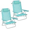 Pack 2 Sillas de Playa Plegables con Cojín Reclinables Turquesa