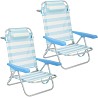 Pack 2 Sillas de Playa Bajas con Cojín Reclinables Rayas Celeste