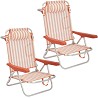 Pack 2 Sillas de Playa Bajas con Cojín Reclinables Rayas Naranja