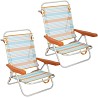 Pack 2 Sillas de Playa Bajas Plegables Naranja Rayas