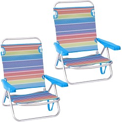 Pack 2 Sillas de Playa Bajas Plegables Rayas Colores