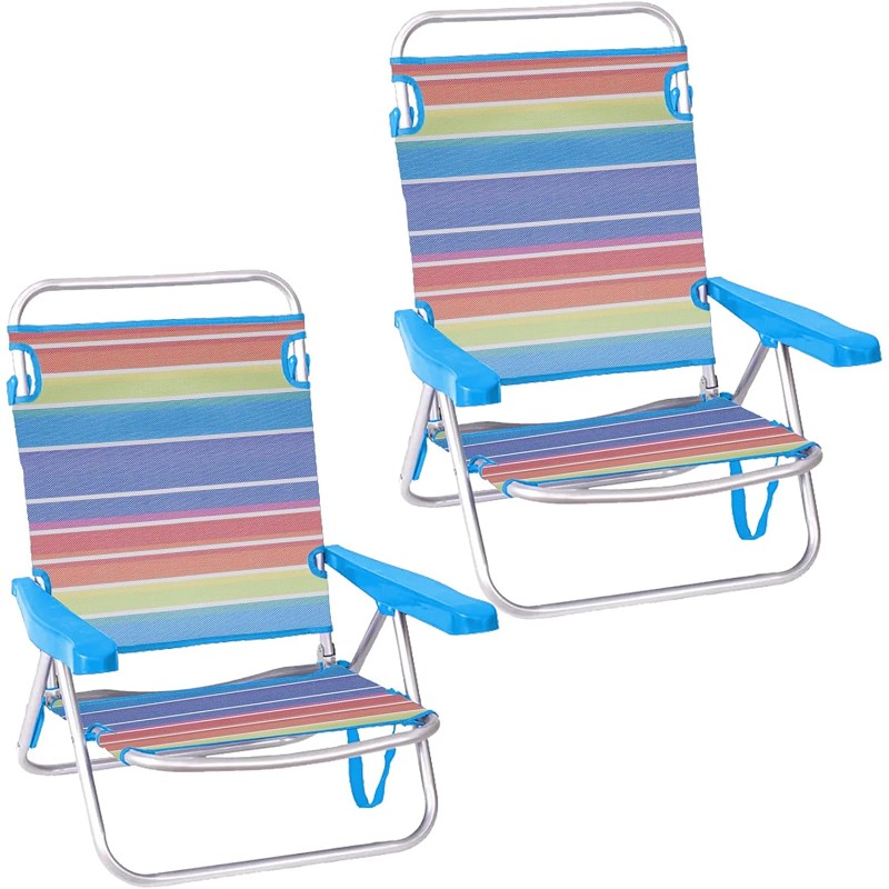 Pack 2 Sillas de Playa Bajas Plegables Rayas Colores