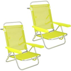 Pack 2 Sillas de Playa Bajas Plegables Amarillas