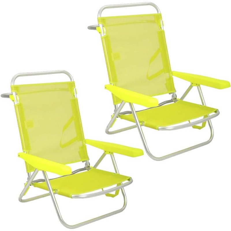 Pack 2 Sillas de Playa Bajas Plegables Amarillas