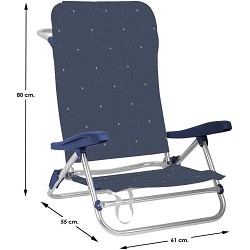 Silla de Playa Baja 5 posiciones Aluminio Azul Brillo