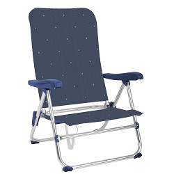 Silla de Playa Media 5 Posiciones Aluminio Azul Brillo