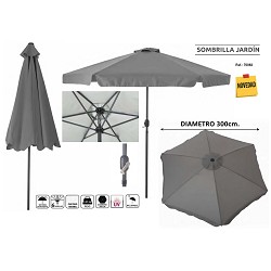 Sombrilla para Jardín y Terraza 3 Metros Diámetro Gris
