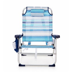Pack 2 Sillas Playa Bolsillo-Mochila Bajas Rayas Azul 5 posiciones