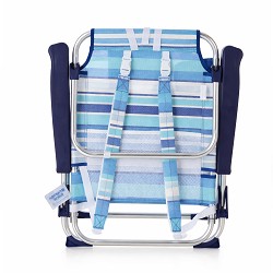 Pack 2 Sillas Playa Bolsillo-Mochila Bajas Rayas Azul 5 posiciones