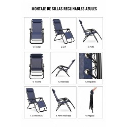 Pack 2 Sillas Hamacas Plegables Exterior Gravity Azul