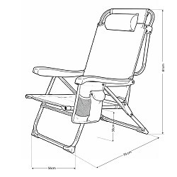 Silla Playa Bolsillo-Mochila Rayas Azul 5 posiciones