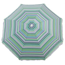 Sombrilla Playa Nylon-Plata Rayas Verde Oscuro