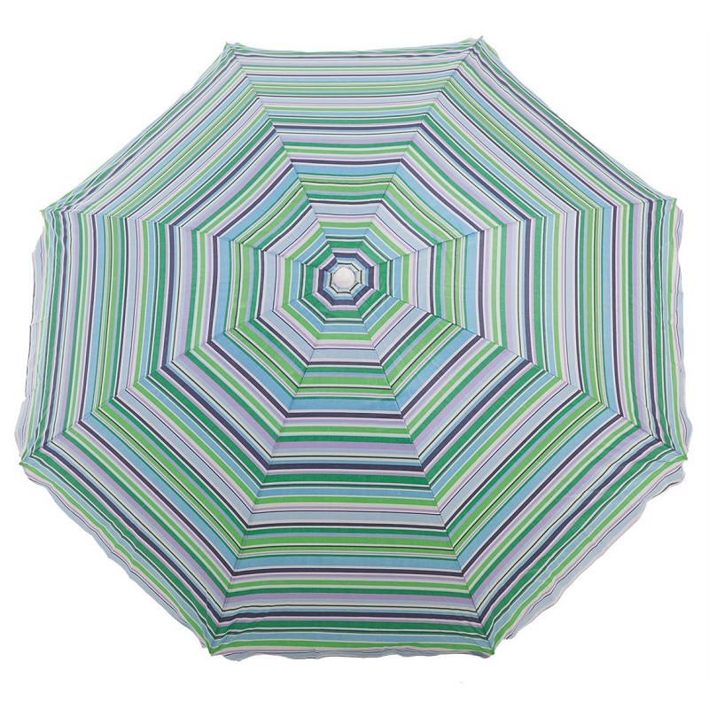 Sombrilla Playa Nylon-Plata Rayas Verde Oscuro