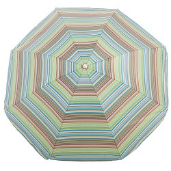 Sombrilla Playa Nylon-Plata Rayas Verde Claro