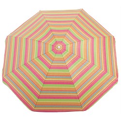 Sombrilla Playa Nylon-Plata Rayas Rosa