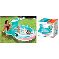 Piscina Hinchable Ballena con Aspersor 201 x 196 x 91 cm.