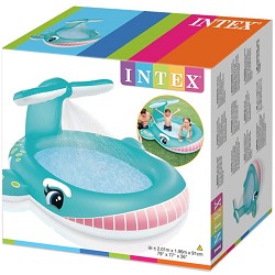 Piscina Hinchable Ballena con Aspersor 201 x 196 x 91 cm.