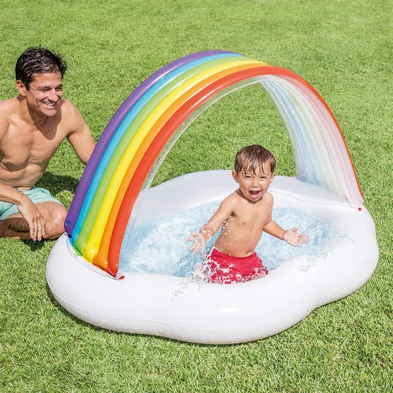 Piscina para Bebé Toldo Arcoiris 142 x 119 x 84 cm.