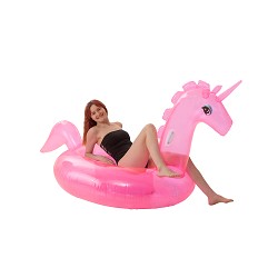 Unicornio Hinchable Gigante 180cm. con asas Rosa