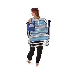 Silla Playa Bolsillo-Mochila Rayas Azul 5 posiciones