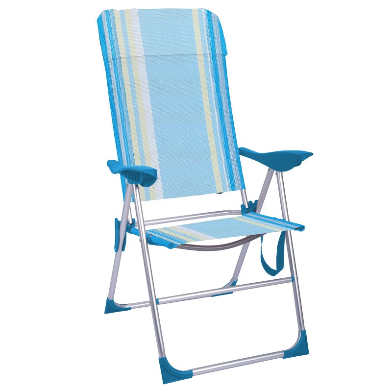 Silla Alta Plegable Evy Aluminio Rayas Verde