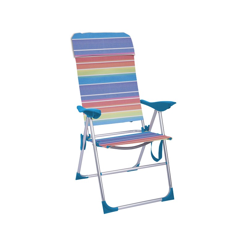 Silla Alta Plegable Evy Aluminio Rayas Colores